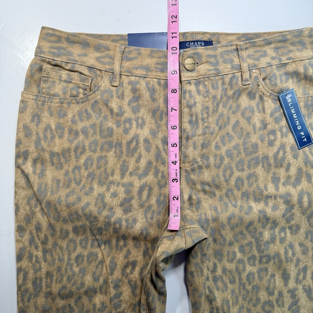 CHAPS Women's NWT Slimming Fit Straight Leg Cheetah Print Jeans 10 Denim Animal - Picture 6 of 11
